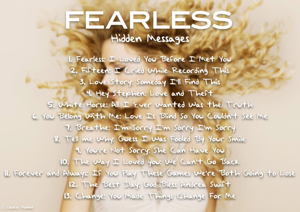 Hidden Messages for Fearless (Taylor Swift, 2008)