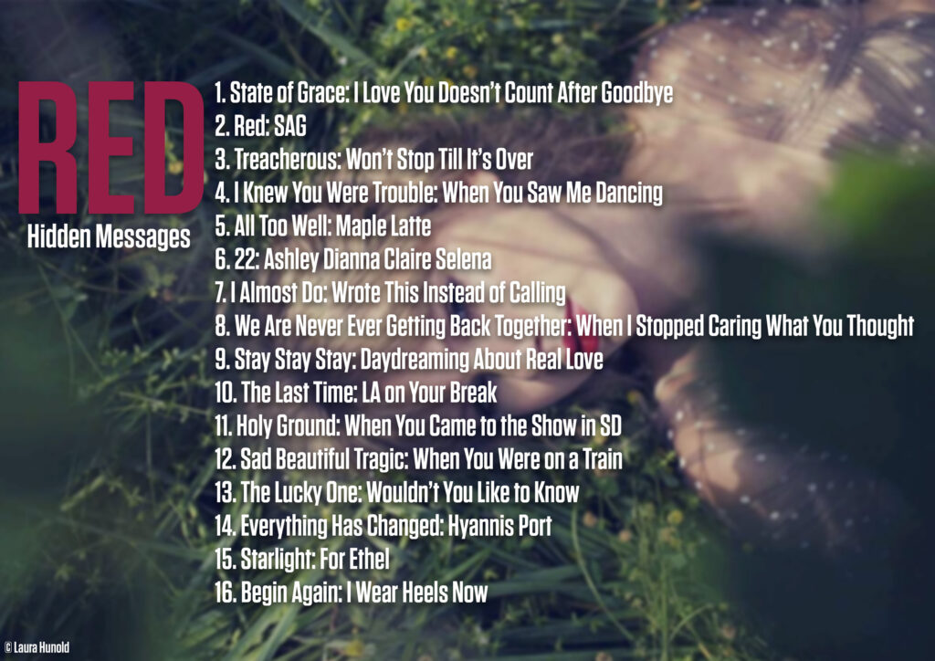 Hidden Messages for RED (Taylor Swift, 2012)