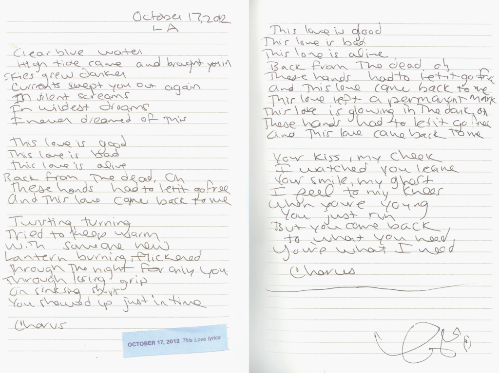 Taylor Swift: Lover Journal - Writing "This Love" (October 17, 2012)