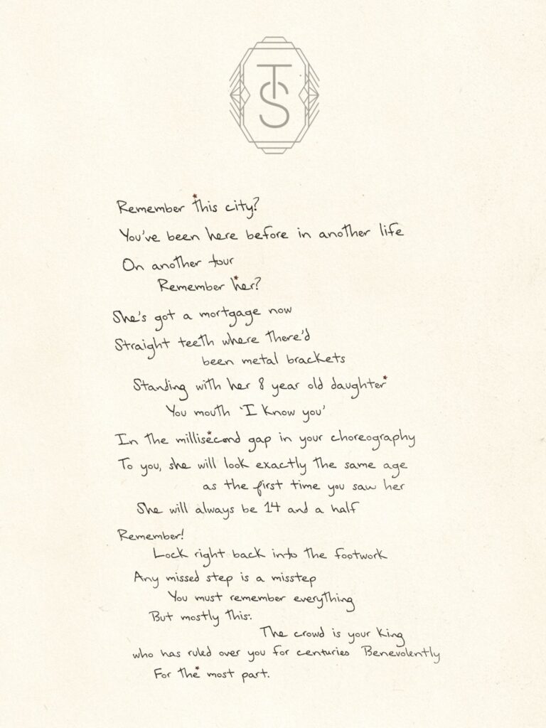 The Crowd Is Your King, Poem written by Taylor Swift (The Life of a Showgirl, 2025)