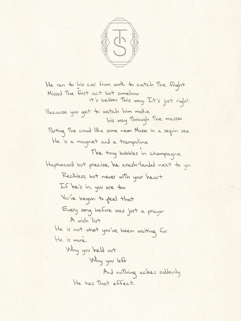 Tiny Bubbles In Champagne, Poem written by Taylor Swift (The Life of a Showgirl, 2025)