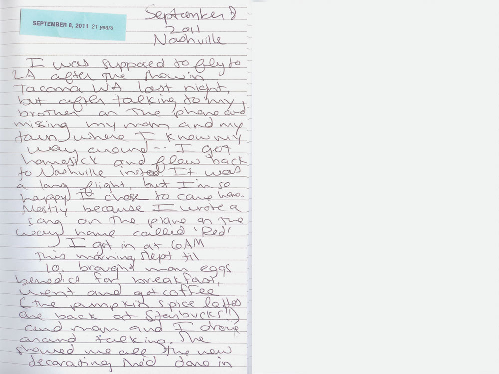 Taylor Swift: Lover Journal - Recording "Red" (September 8, 2011)